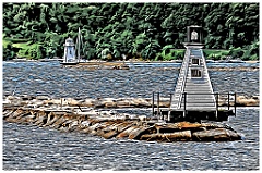 Burlington Breakwater Lighthouses -Digital Painting